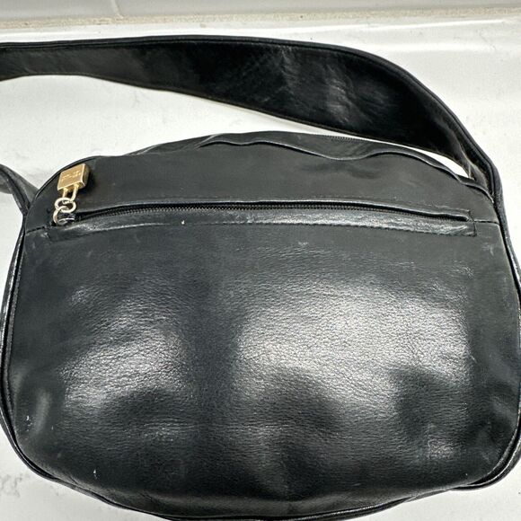 Women's PERLINA New York Black Leather Handbag Purse - Picture 13 of 16
